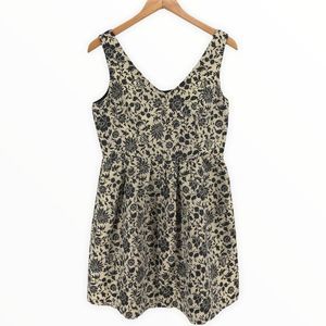 Jack by BB Dakota Gold Shimmer Black Floral Jacquard Fit & Flare Dress